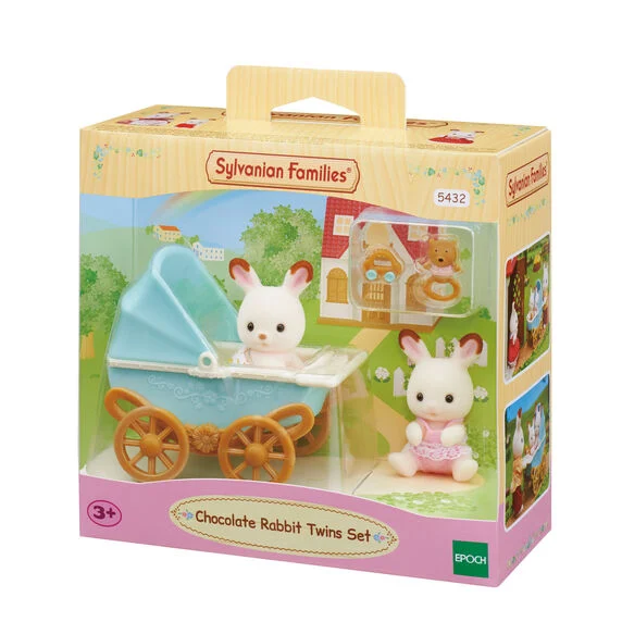 EPOCH SYLVANIAN FAMILIES SET DE COCHECITO GEMELAR CABE Y BREEZE CHOCOLATE