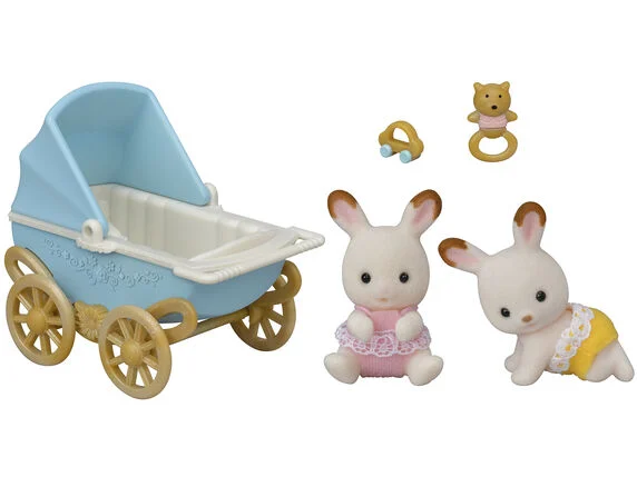 EPOCH SYLVANIAN FAMILIES SET DE COCHECITO GEMELAR CABE Y BREEZE CHOCOLATE - Imagen 2