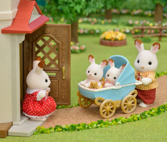 EPOCH SYLVANIAN FAMILIES SET DE COCHECITO GEMELAR CABE Y BREEZE CHOCOLATE - Imagen 3
