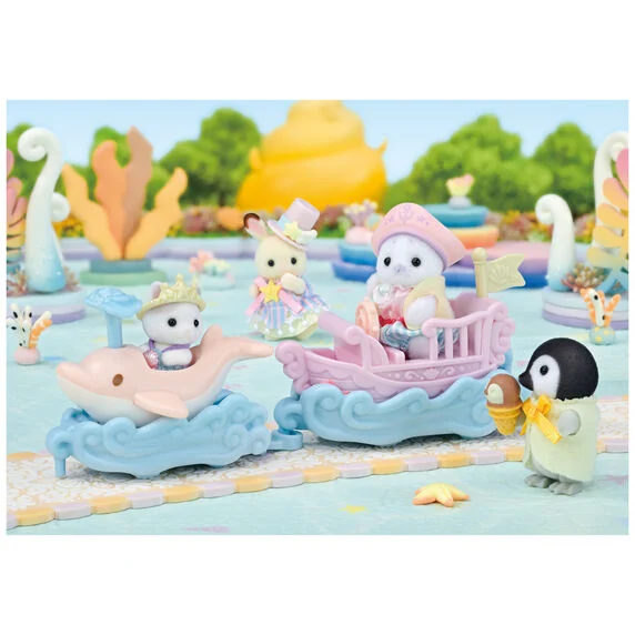 EPOCH SYLVANIAN FAMILIES PUFFY FOCA Y CARA LATTE SURCAN LAS OLAS
