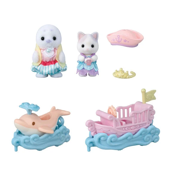 EPOCH SYLVANIAN FAMILIES PUFFY FOCA Y CARA LATTE SURCAN LAS OLAS - Imagen 2