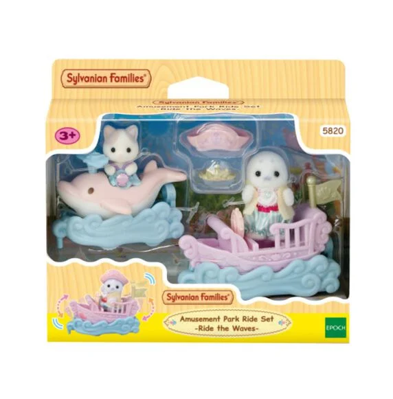 EPOCH SYLVANIAN FAMILIES PUFFY FOCA Y CARA LATTE SURCAN LAS OLAS - Imagen 3