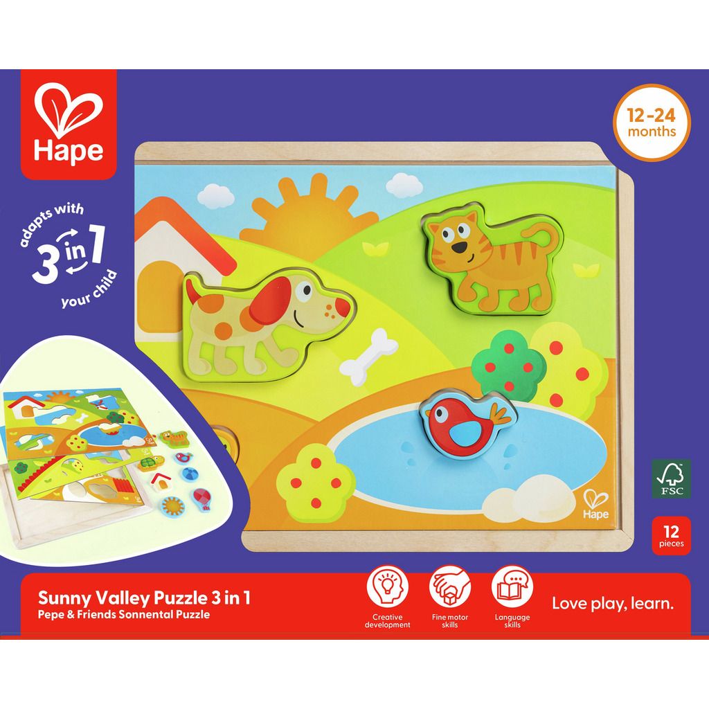 HAPE PEPE Y AMIGOS PUZLE 3 EN 1 - Imagen 3