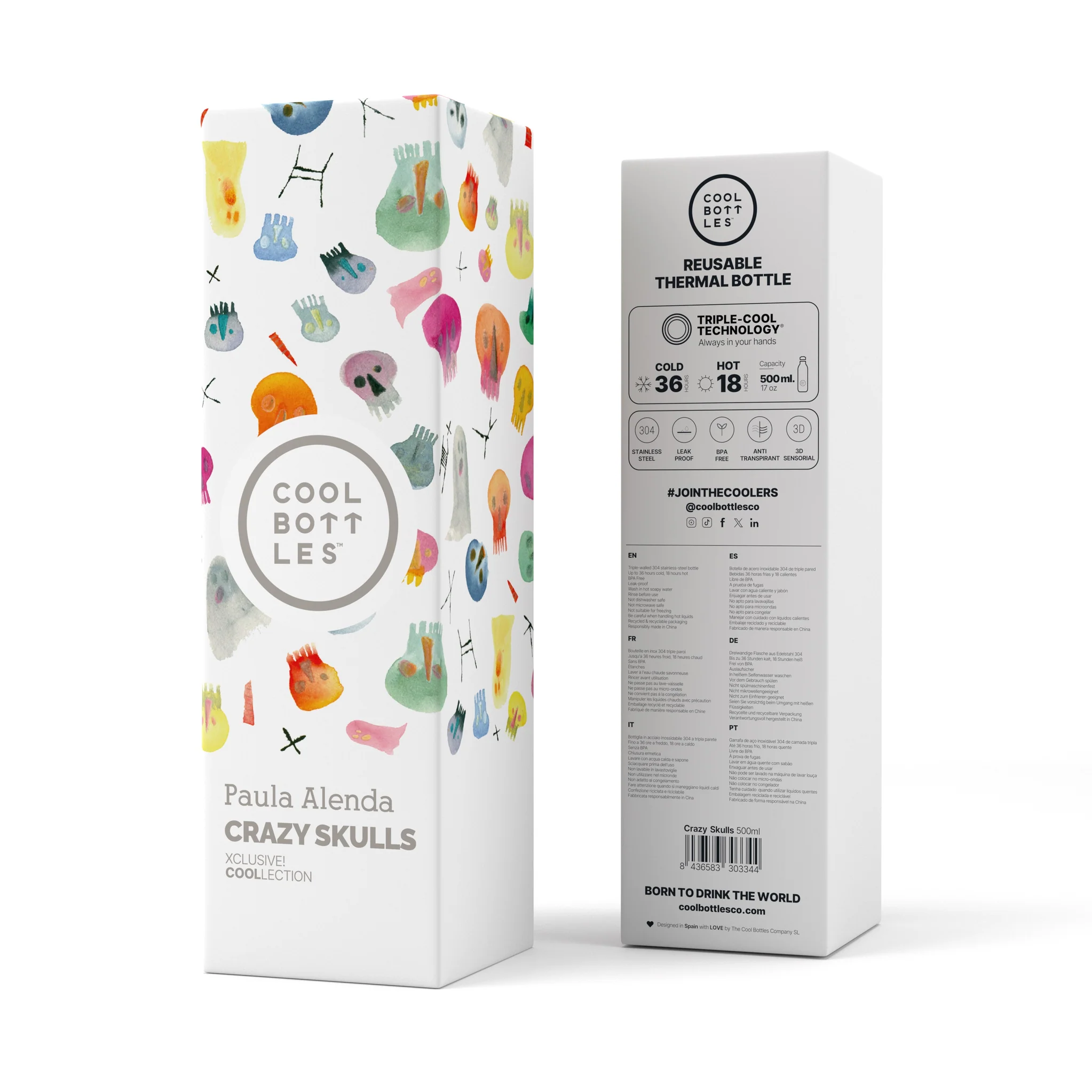 COOL BOTTLES THE BOTTLE CRAZY SKULLS 500ML - Imagen 2