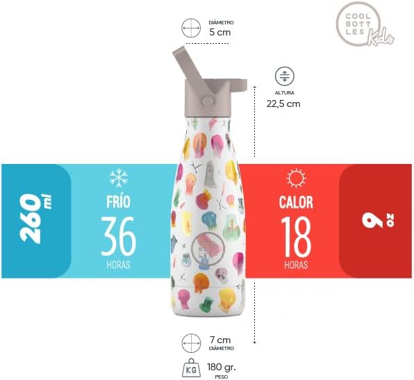 COOL BOTTLES THE KIDS BOTTLE CRAZY SKULLS 260ML - Imagen 2