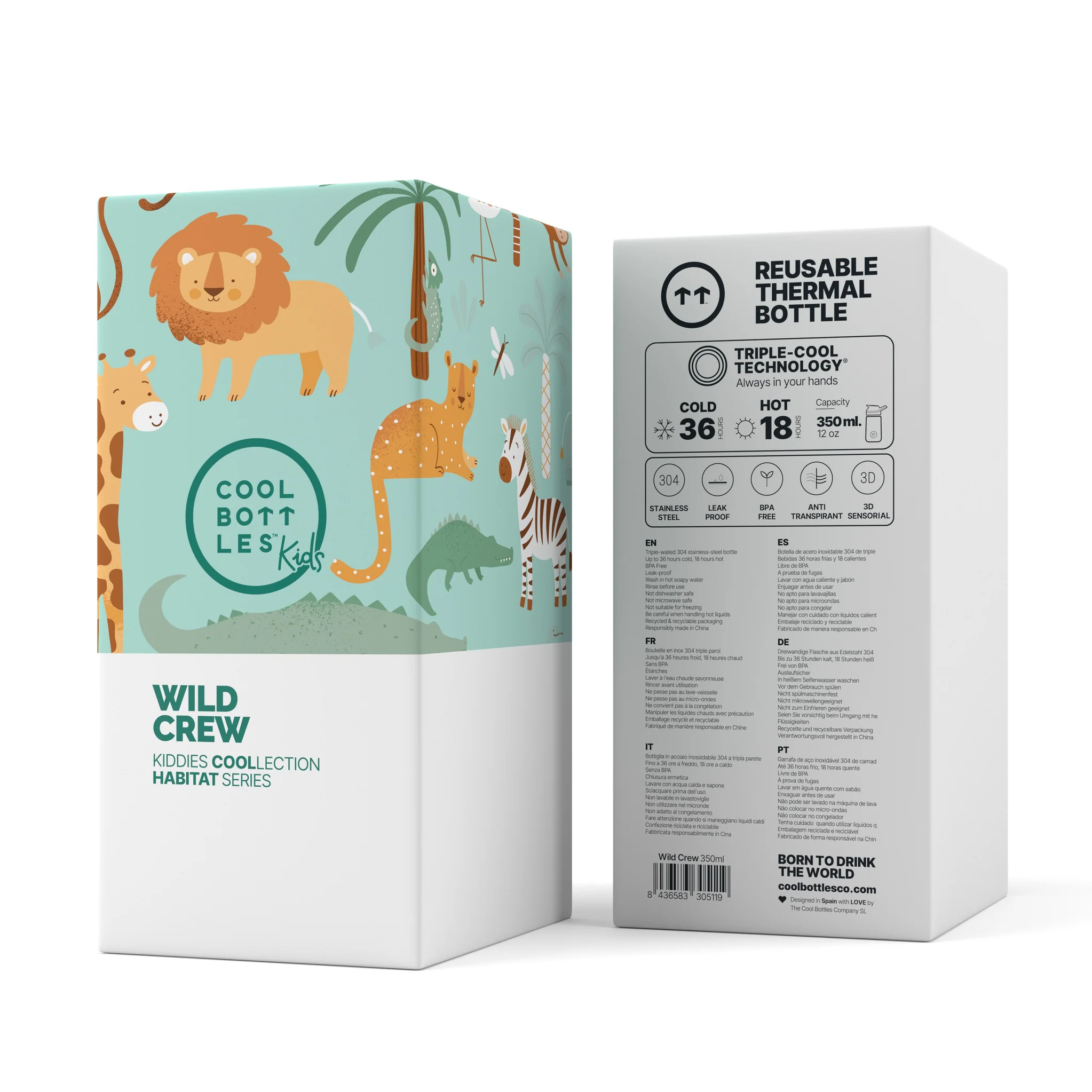 COOL BOTTLES THE KIDDIE BOTTLE WILD CREW 350 ML - Imagen 3