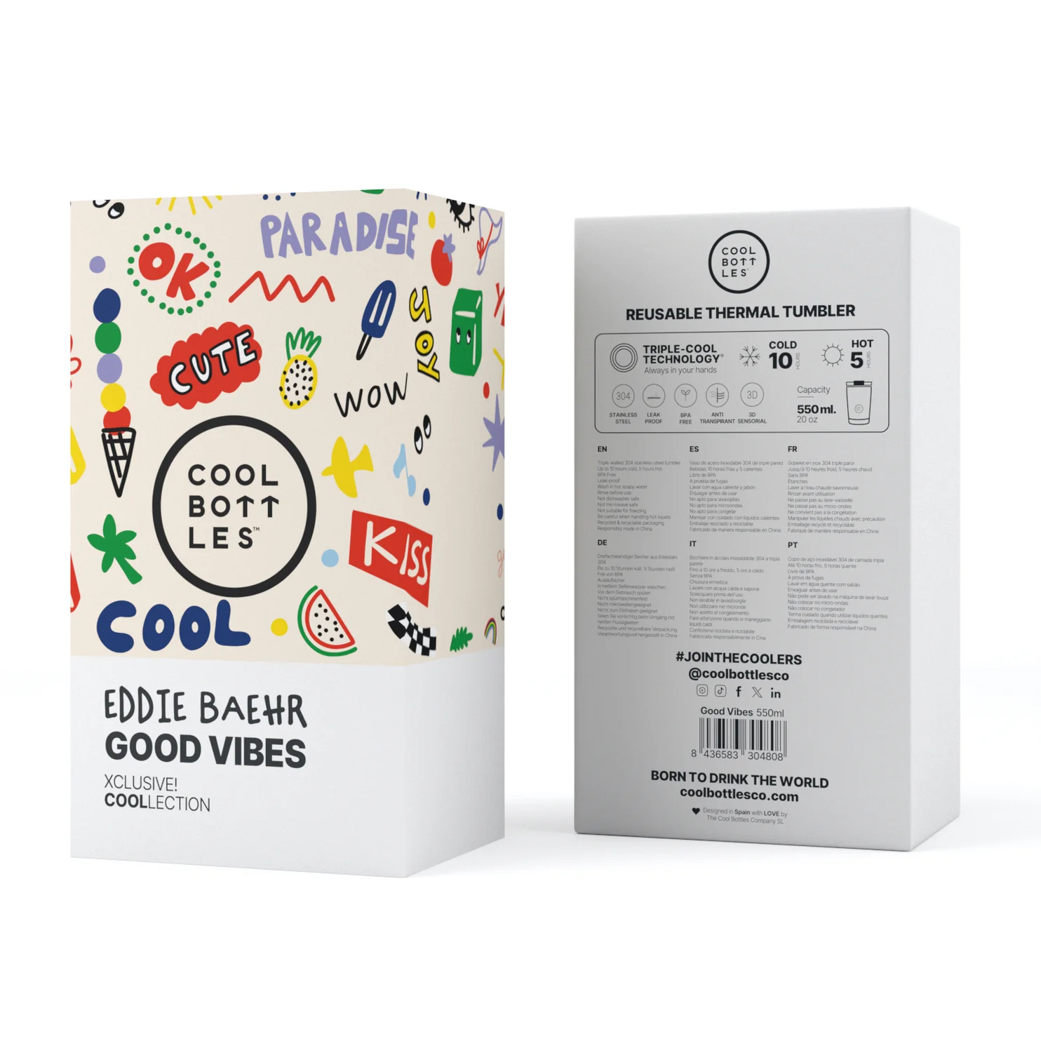 COOL BOTTLES THE TUMBLER EDDIE BAEHR GOOD VIBES 550 ML - Imagen 3