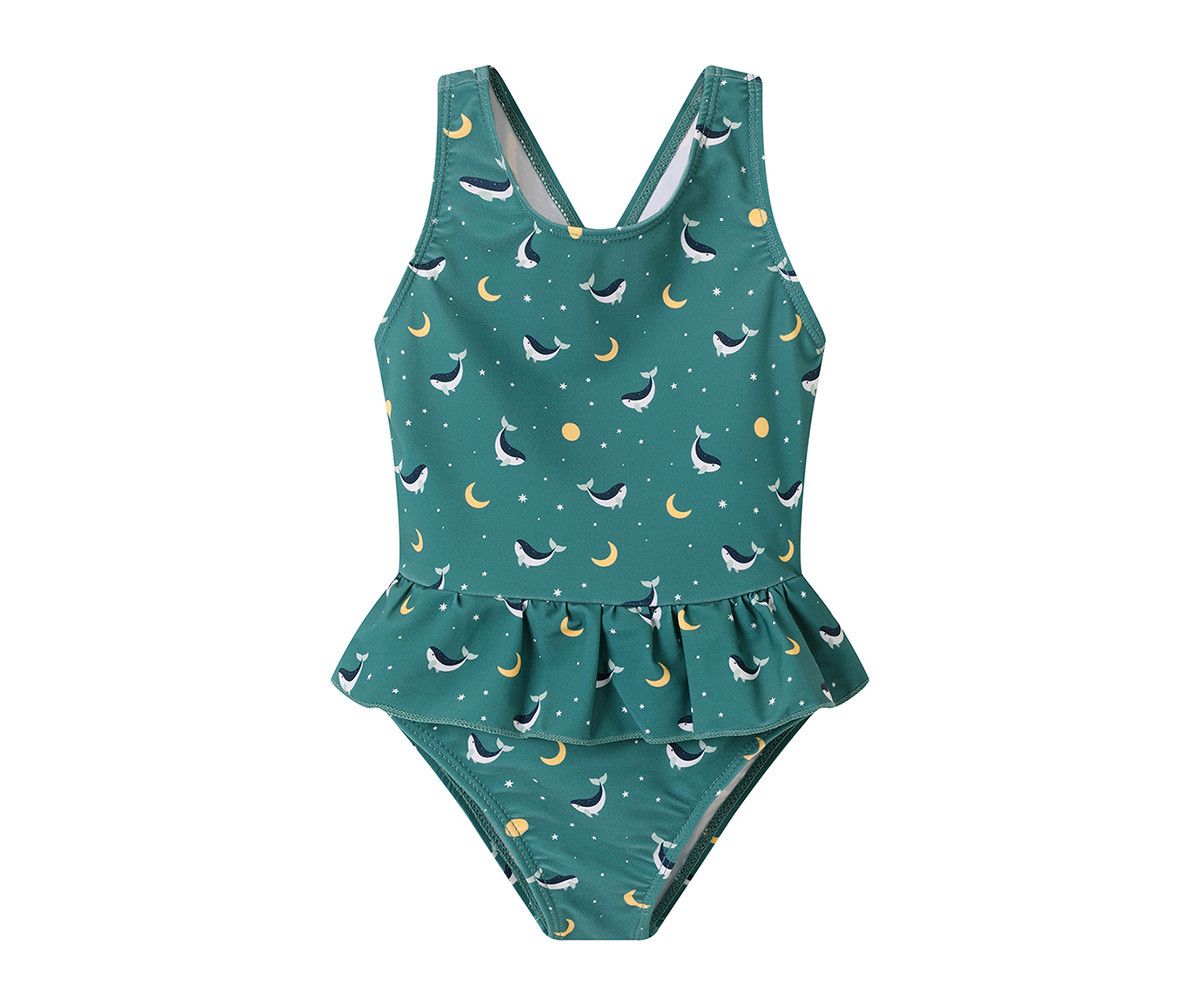 MONNEKA BAÑADOR CRUZADO CON VOLANTE WHALE TEAL 3-4 AÑOS