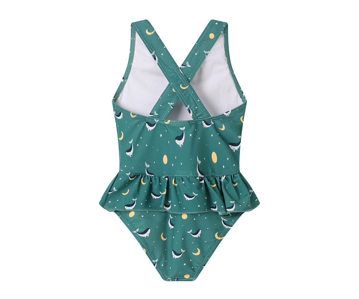MONNEKA BAÑADOR CRUZADO CON VOLANTES WHALE TEAL 5-6 AÑOS