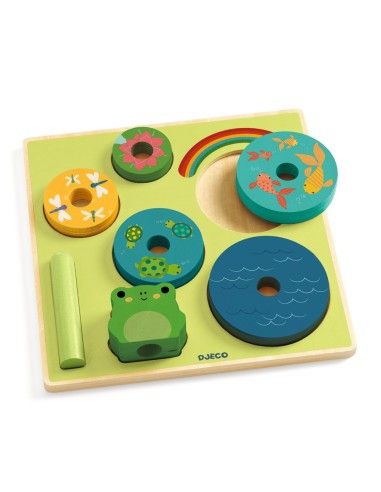 DJECO ENCAJABLE PUZZ & STACK RAINBOW - Imagen 2