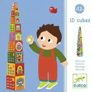 DJECO PRIMERA EDAD 10 CUBOS VEHÍCULOS