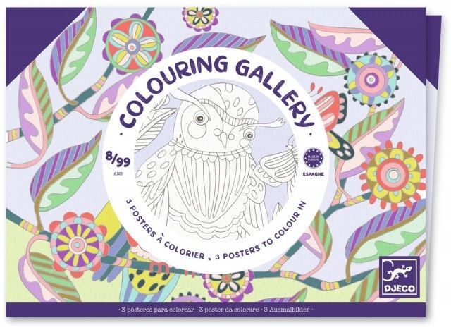 DJECO POSTERS PARA COLOREAR COLOURING GALLERY PÁJAROS - Imagen 3