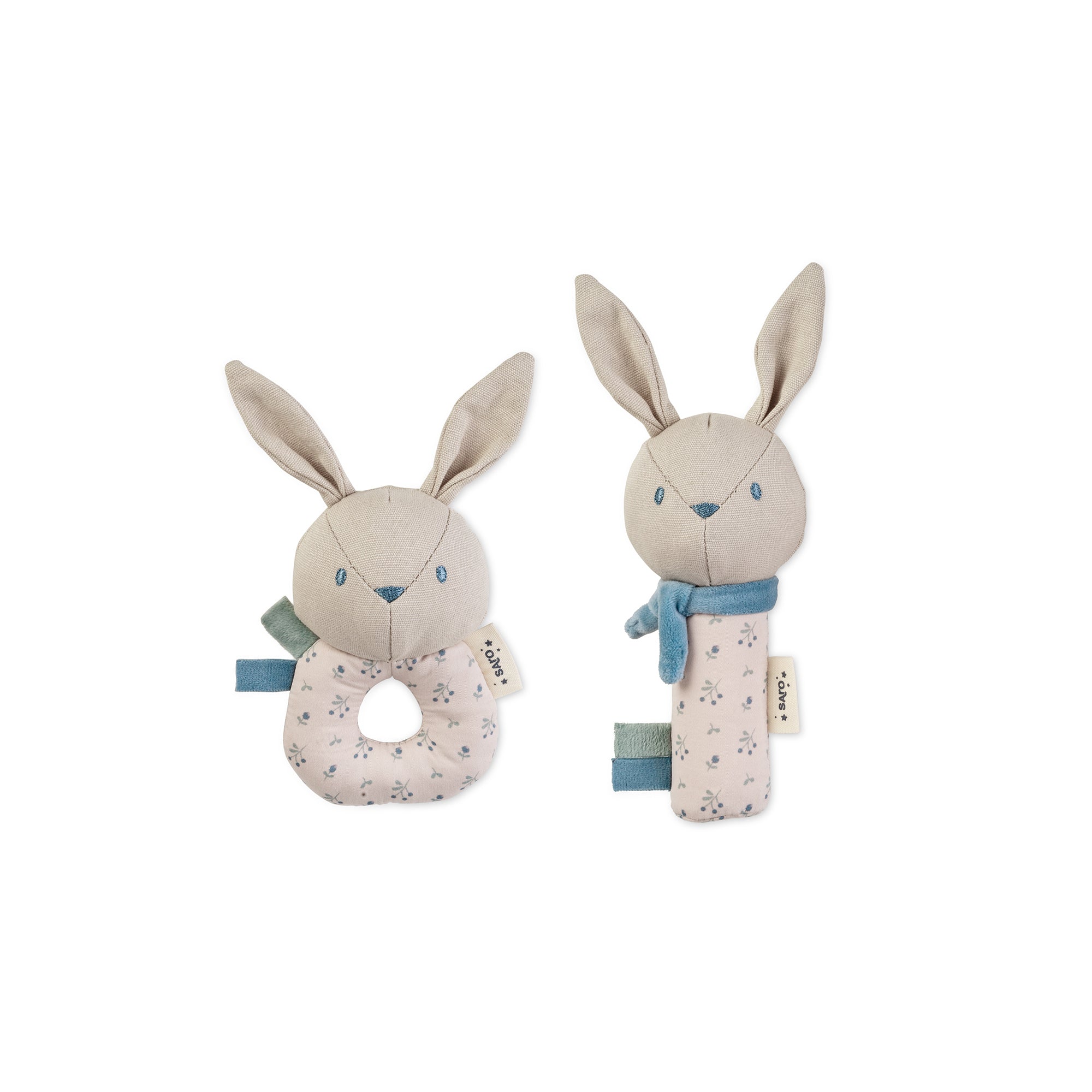 SARO SET DE SONAJEROS COTTON BUNNIES DUSTY BLUE