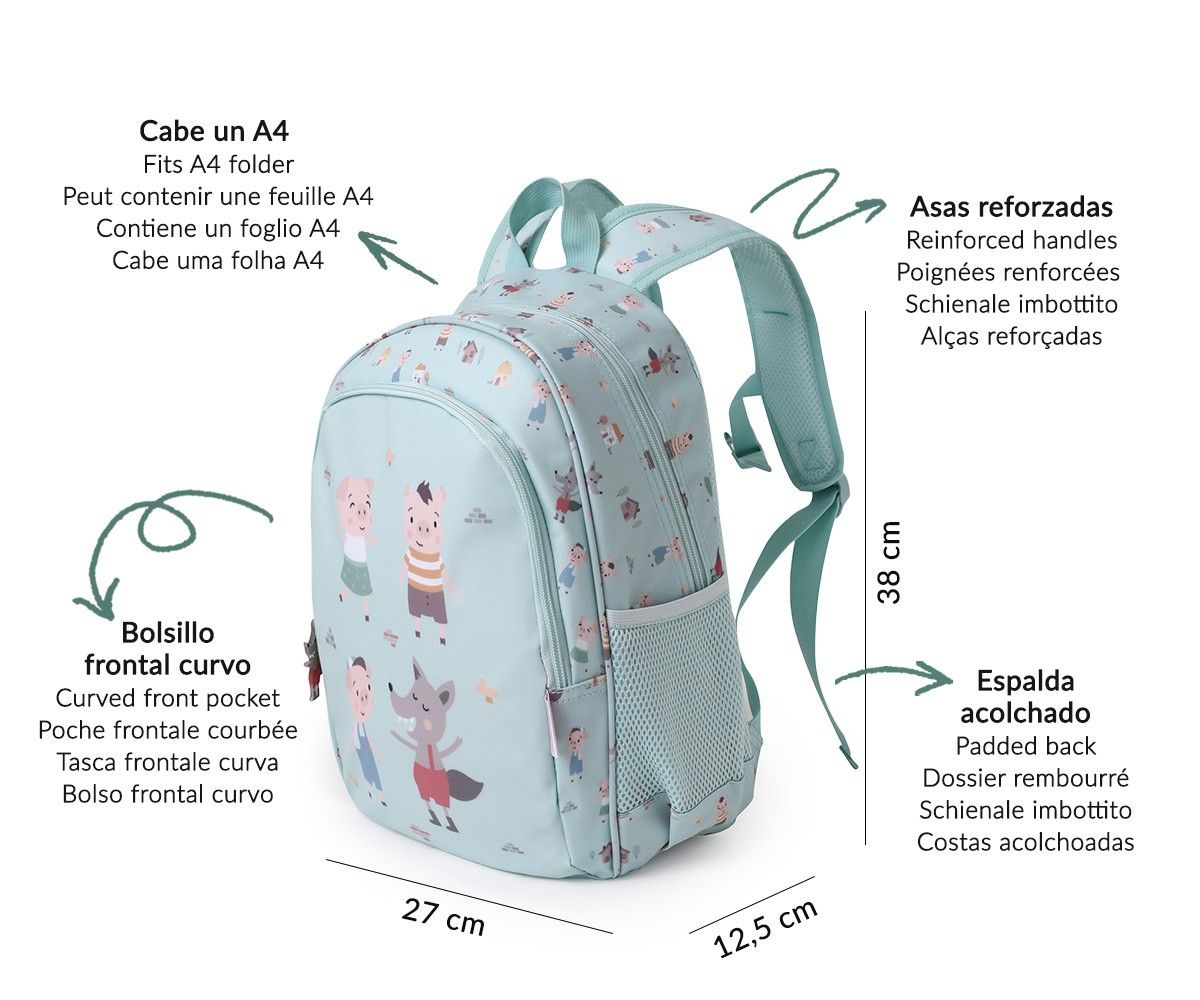 MONNEKA MOCHILA MEDIANA THE THREE LITTLE PIGS - Imagen 2