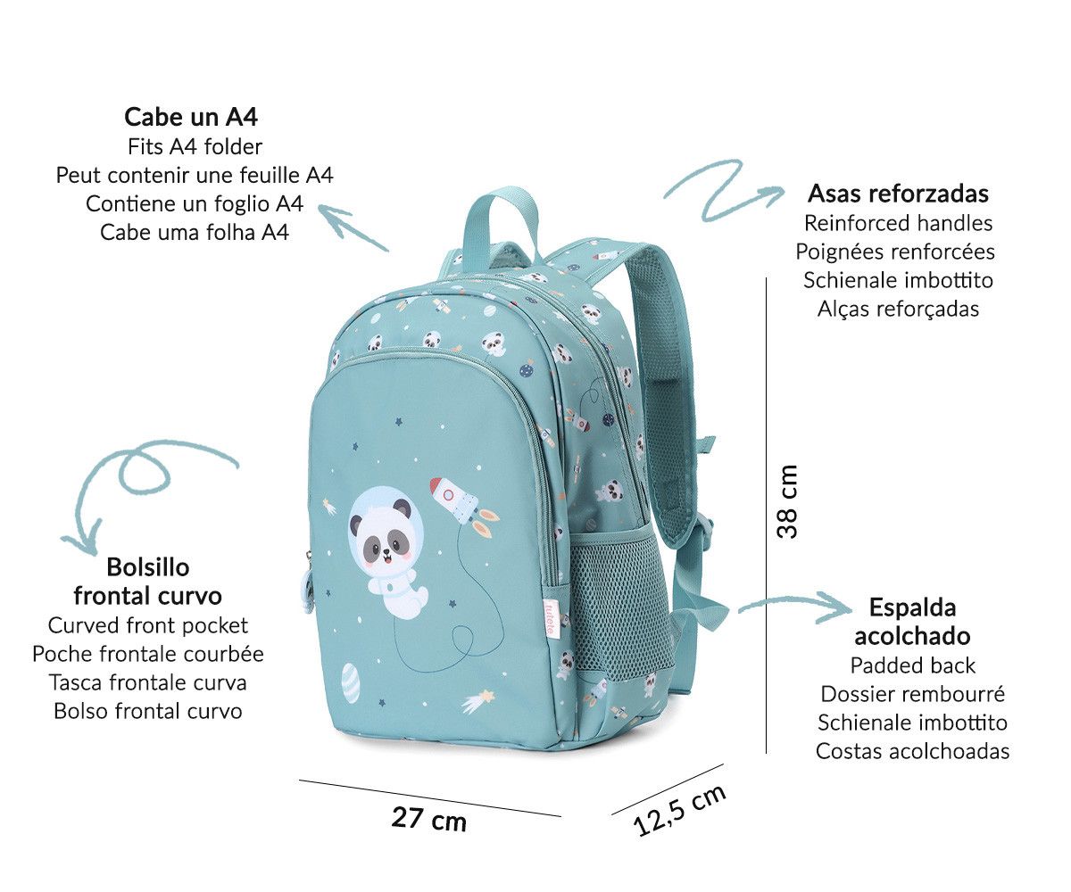 MONNEKA MOCHILA INFANTIL PANDAS IN SPACE - Imagen 2
