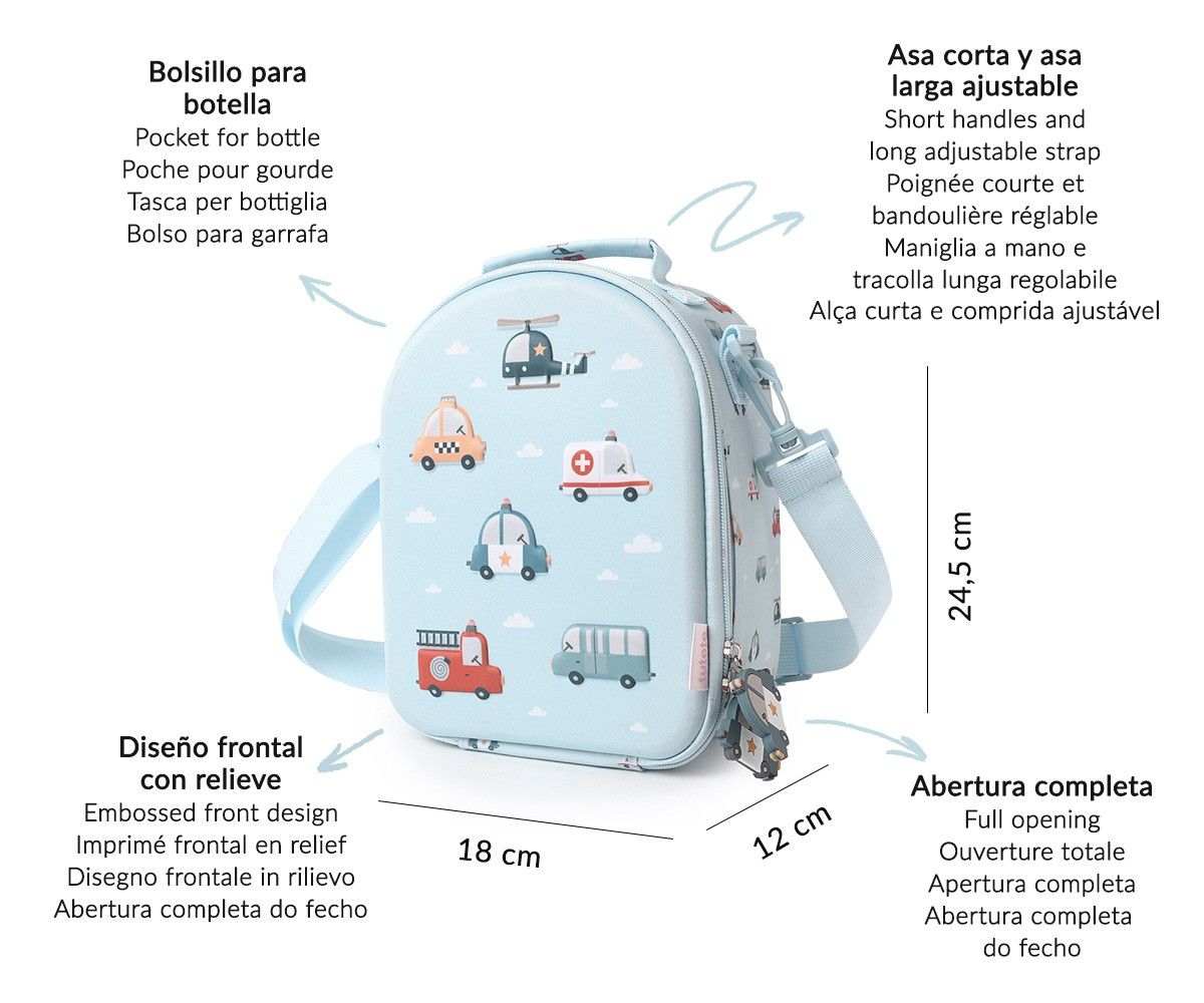 MONNEKA BOLSA MERIENDA TÉRMICA 3D CITY CARS - Imagen 2