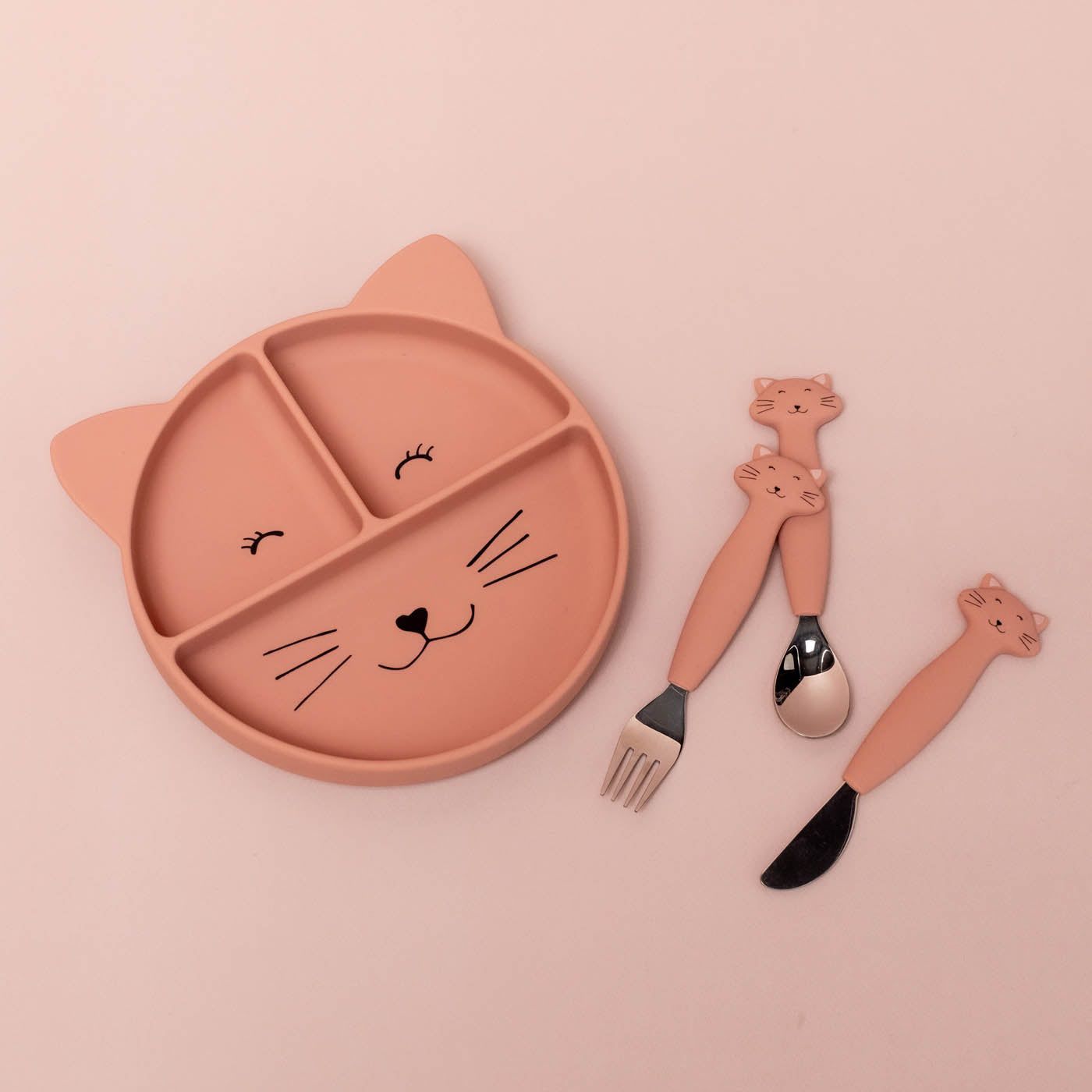 TRIXIE CUBIERTOS DE 3 PIEZAS EN SILICONA MRS. CAT - Imagen 2