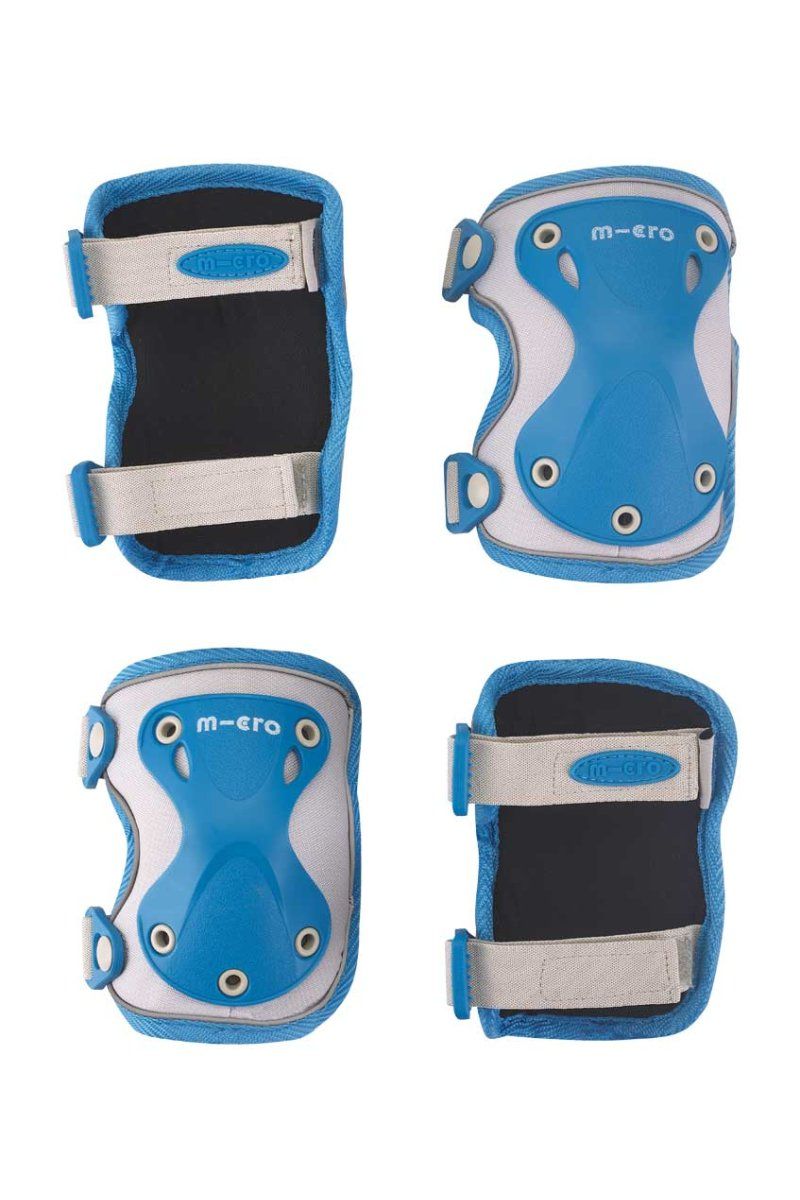MICRO RODILLERAS Y CODERAS REFLECTANTES AZULES TALLA S
