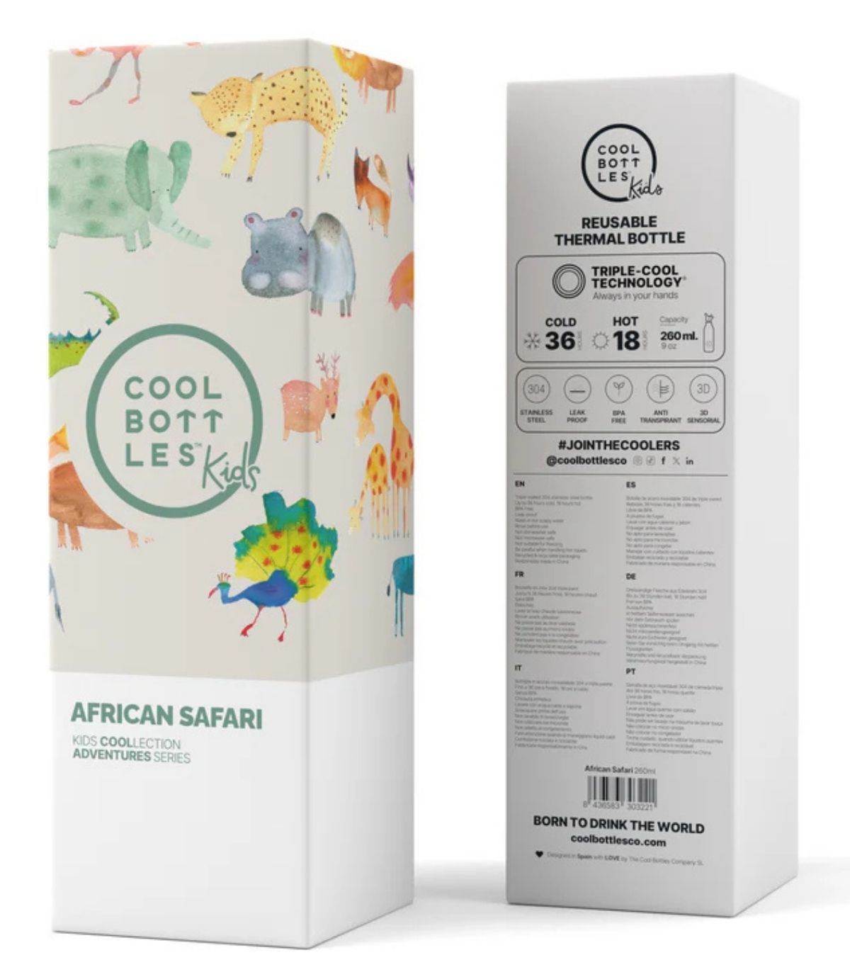 COOL BOTTLES THE KIDS BOTTLE AFRICAN SAFARI 260ML - Imagen 3