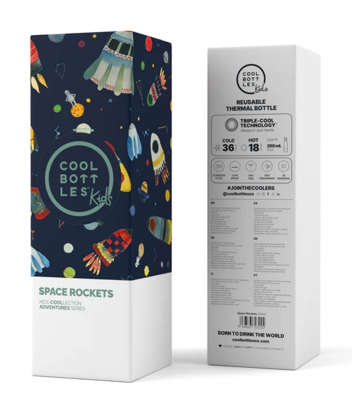 COOL BOTTLES THE KIDS BOTTLE SPACE ROCKETS 260ML - Imagen 3