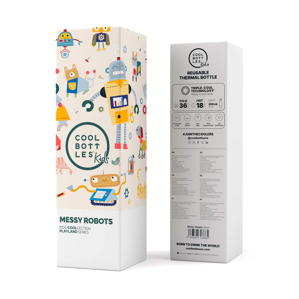 COOL BOTTLES THE KIDS BOTTLE MESSY ROBOTS 350ML - Imagen 3