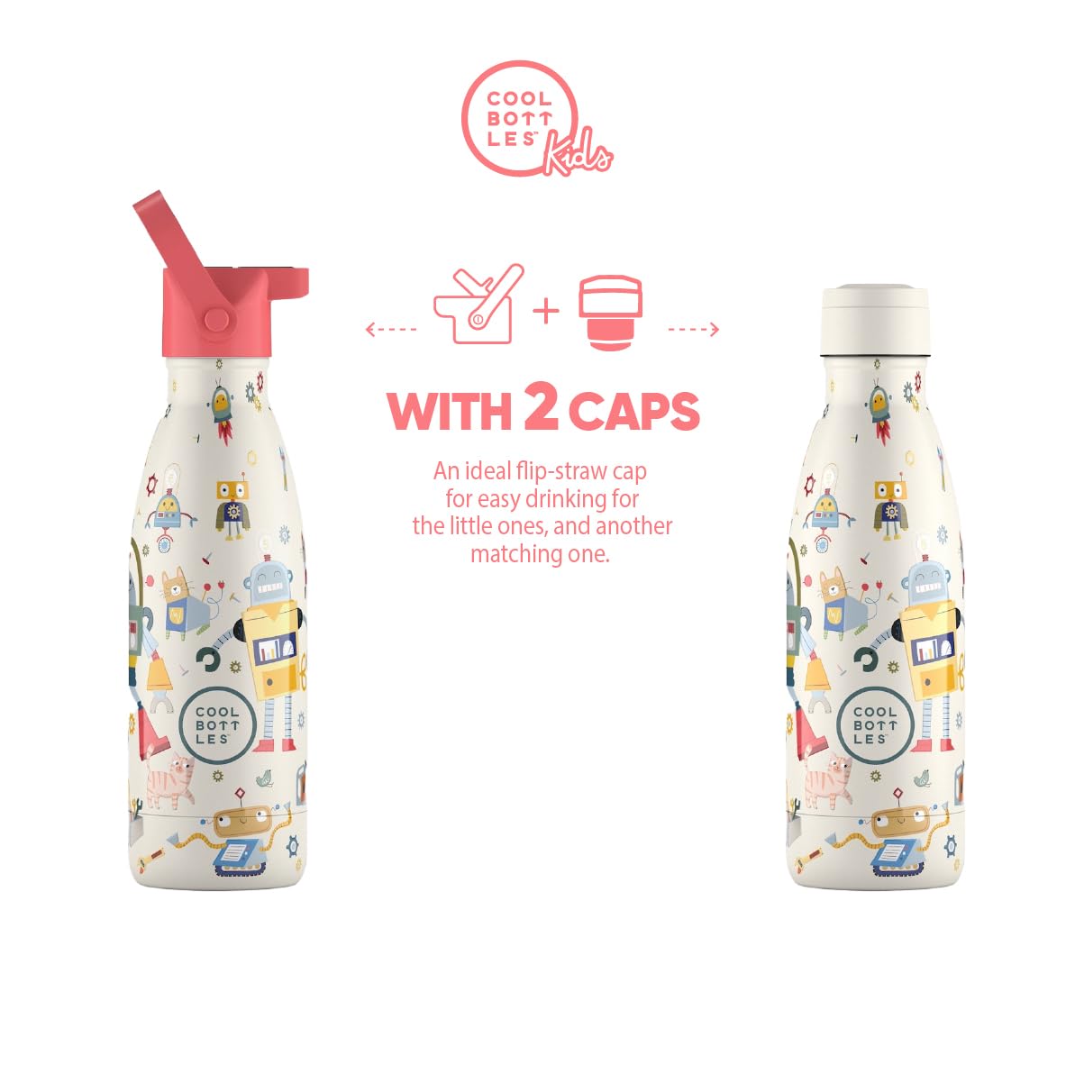 COOL BOTTLES THE KIDS BOTTLE MESSY ROBOTS 350ML - Imagen 2