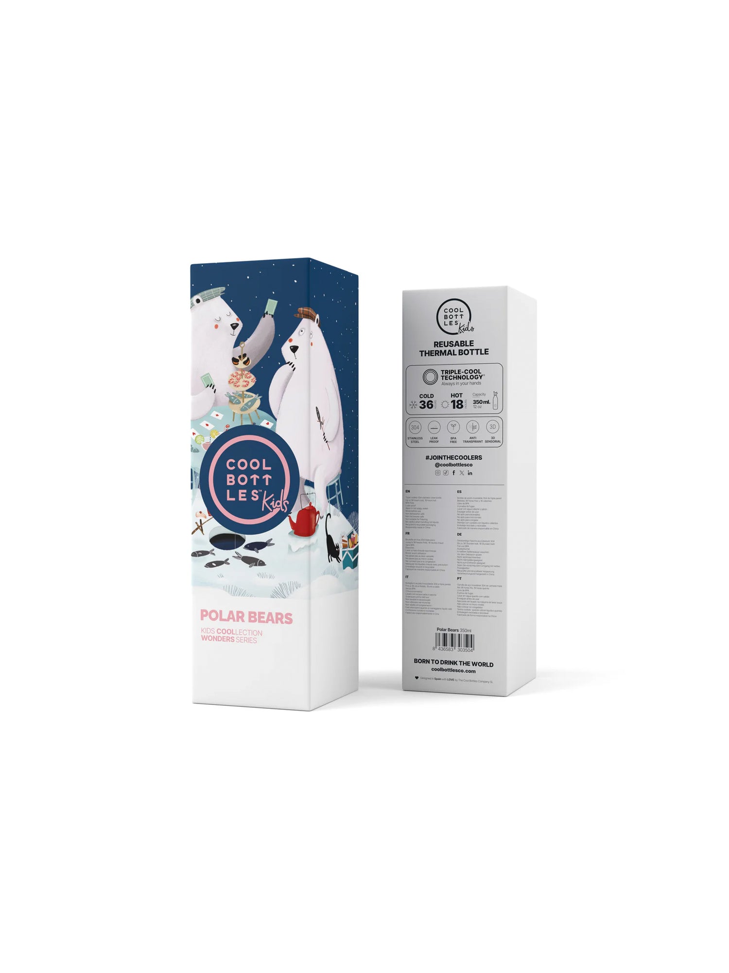 COOL BOTTLES THE KIDS BOTTLE POLAR BEARS 350ML - Imagen 3