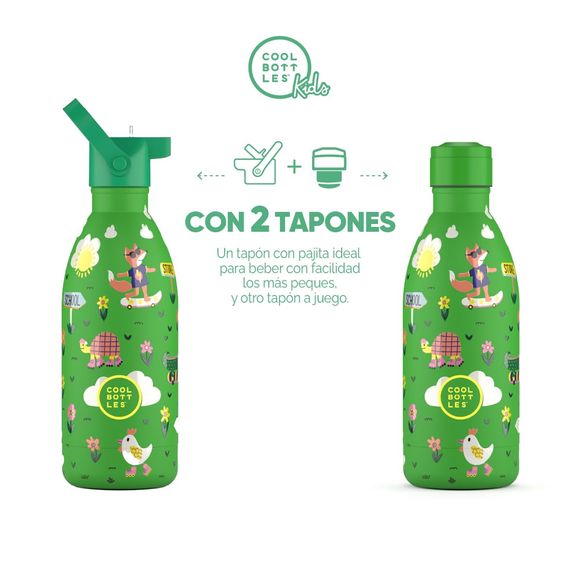 COOL BOTTLES THE KIDS BOTTLE ROLLING SKATERS 500 ML - Imagen 2