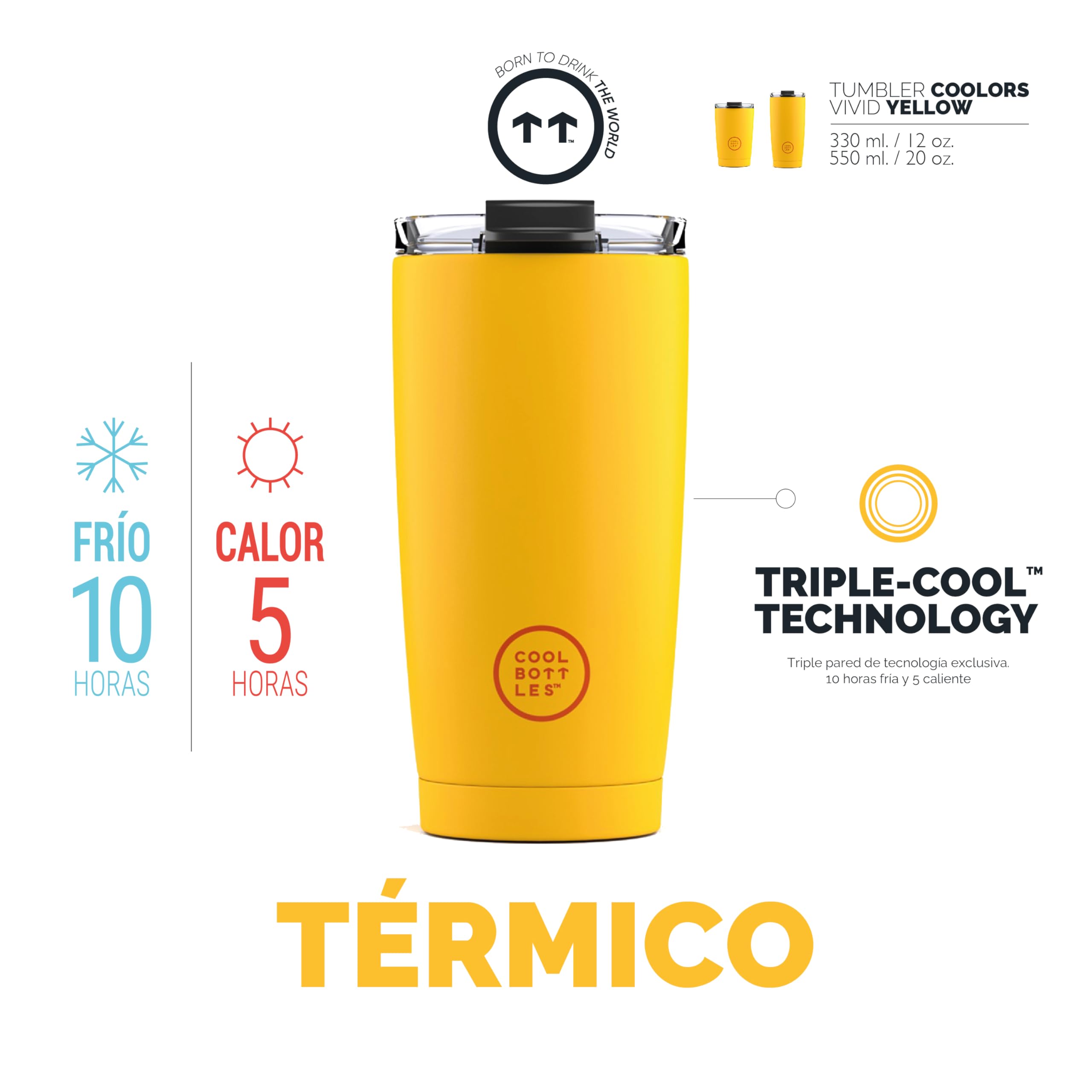 COOL BOTTLES THE TUMBLER VIVID YELLOW 550ML - Imagen 2
