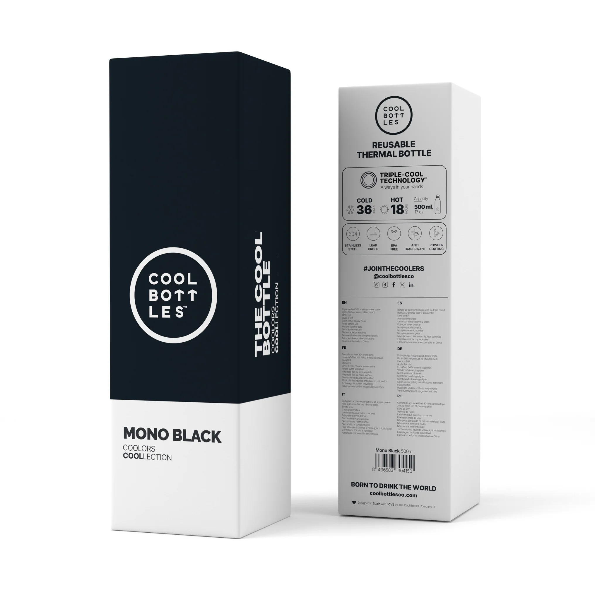 COOL BOTTLES THE BOTTLE MONO BLACK 500 ML - Imagen 4