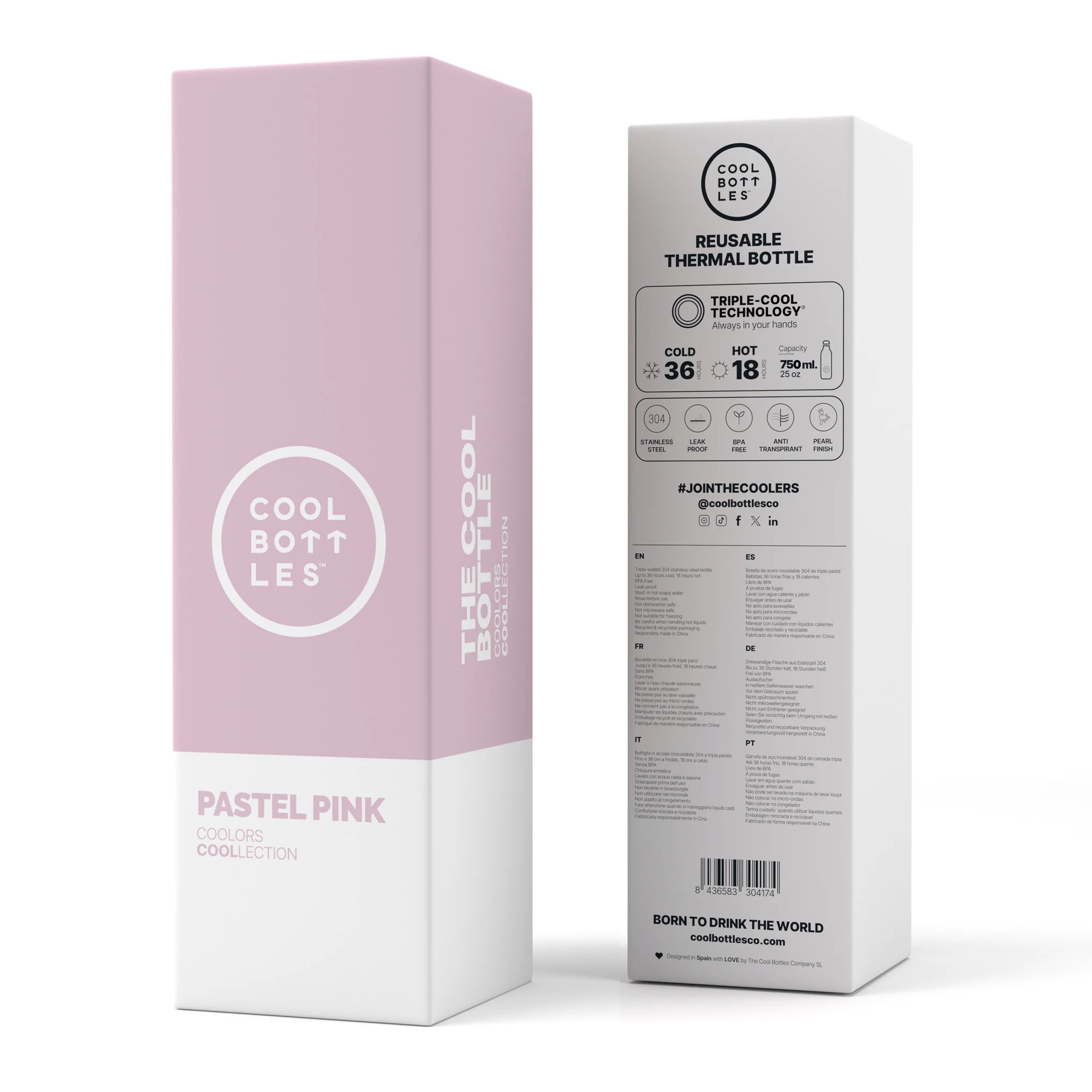 COOL BOTTLES THE BOTTLE PASTEL PINK 750ML - Imagen 4