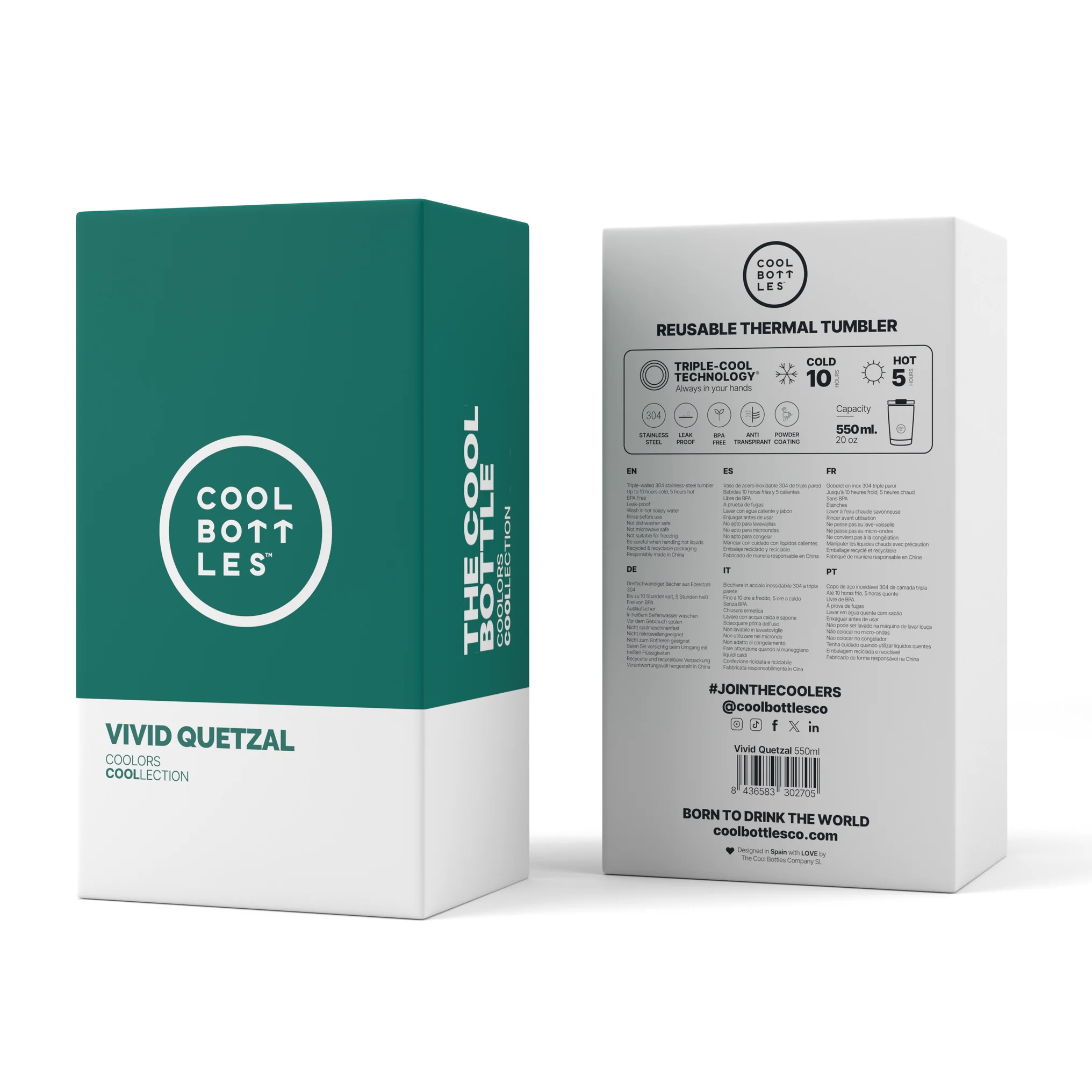 COOL BOTTLES THE TUMBLER VIVID QUETZAL 550 ML - Imagen 5