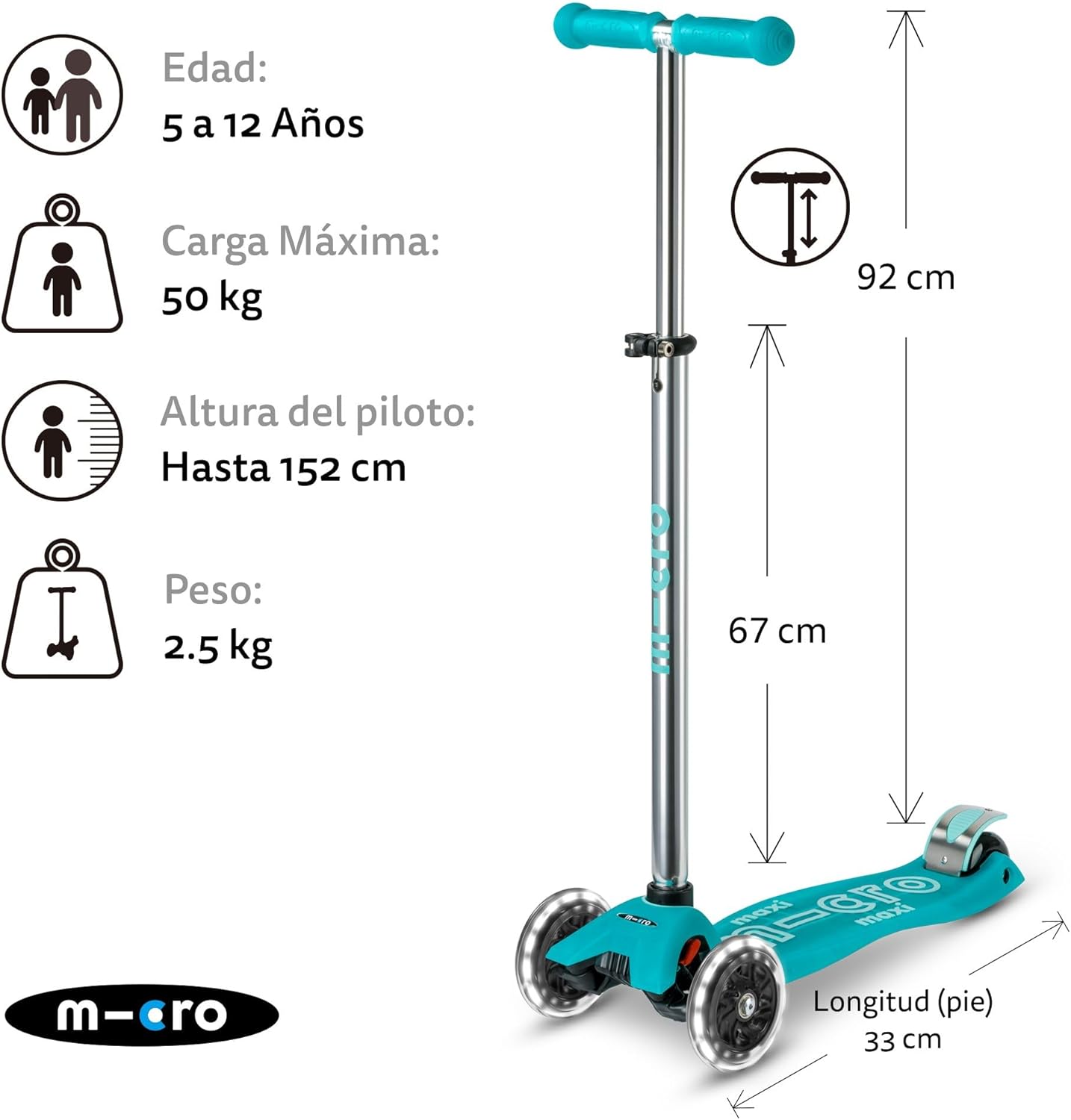 MICRO MAXI DELUXE GLOW LED TURQUESA - Imagen 2