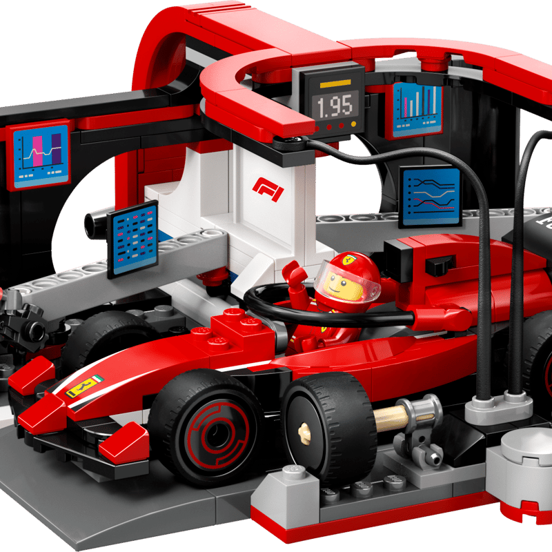 LEGO CITY FORMULA 1 PARADA EN BOXES DE F1 Y EQUIPO DE MECÁNICOS CON COCHE FERRARI - Imagen 2
