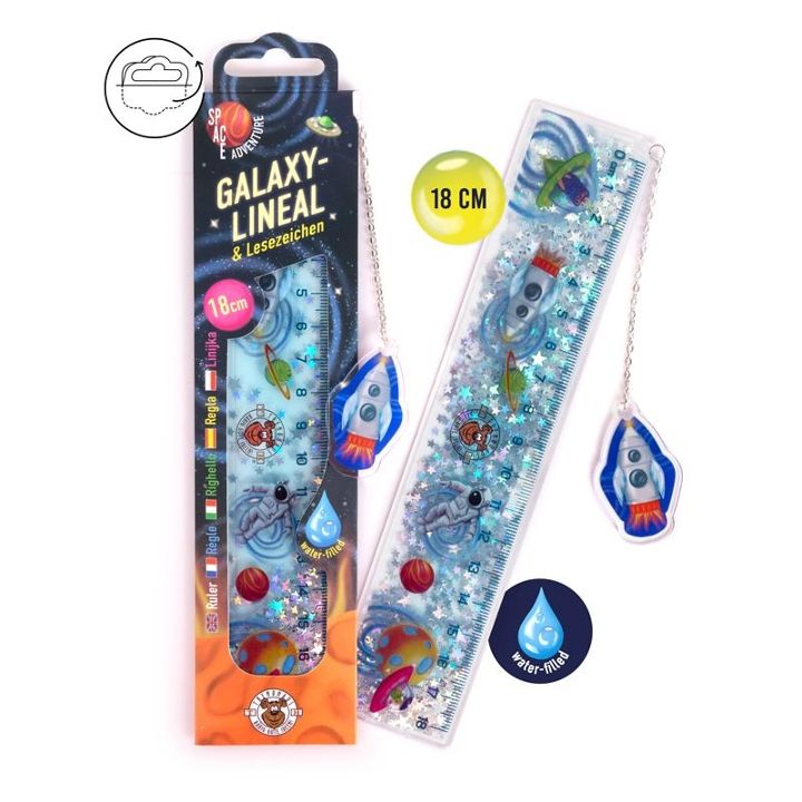TRENDHAUS REGLA GALAXIA 18CM Y MARCAPÁGINAS SPACE ADVENTURE