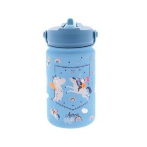 AUREA BOTELLA ACERO 330ML CON PAJITA PETRO BLUE DRAGON KNIGHTS