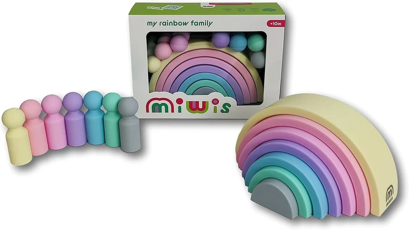 JUEGACONMIGO MIWIS ARCO IRIS 7PCS PASTEL + 7 FIGURAS