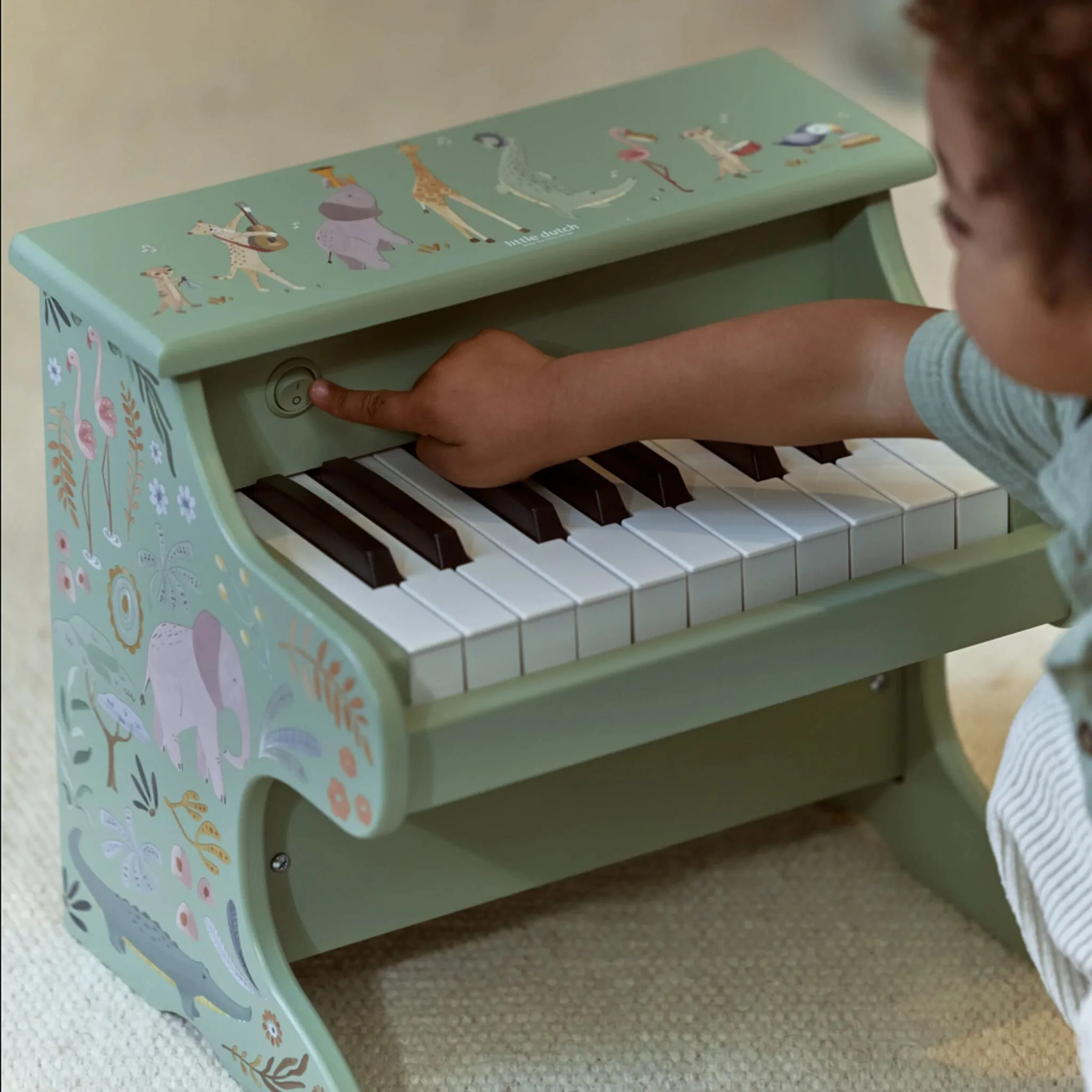LITTLE DUTCH PIANO DE MADERA VERDE SAFARI FRIENDS - Imagen 4