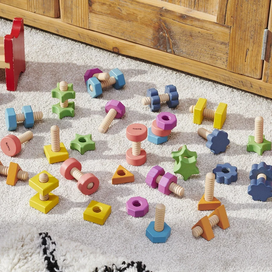TICKIT FORMAS GEOMÉTRICAS MADERA ARCO IRIS 14 PIEZAS - Imagen 6